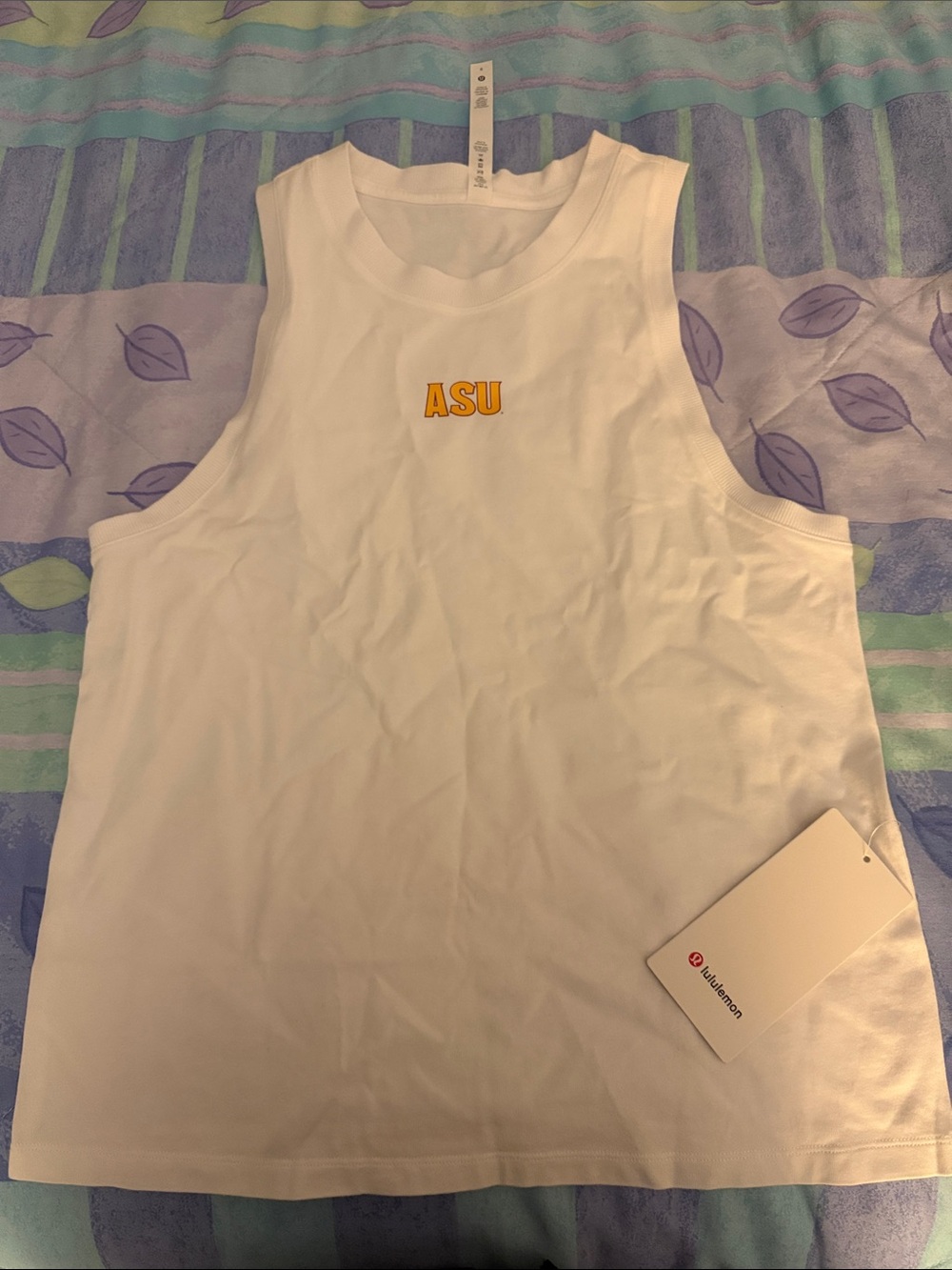 New Lululemon White ASU Tank Top with Gold Logo